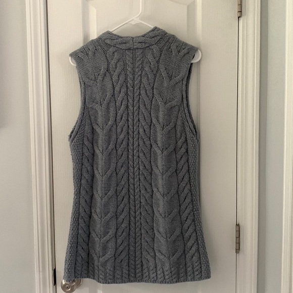 Carraigdonn Made in Ireland Rare Merino Wool Sweater‎ open cardigan vest gray M - Picture 5 of 12